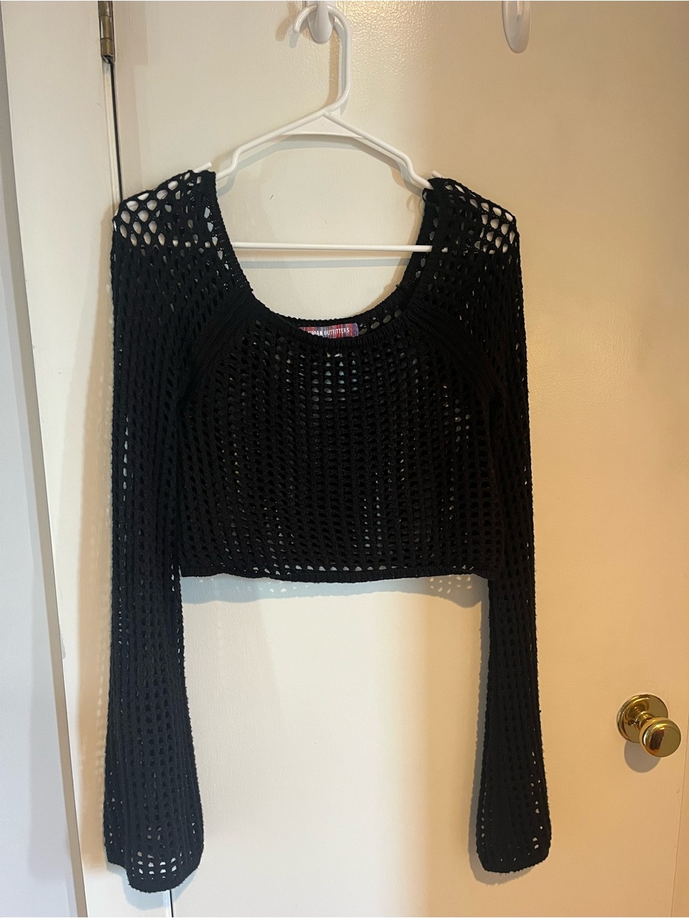 Urban Outfitters Black Crochet Open-Knit Sweater